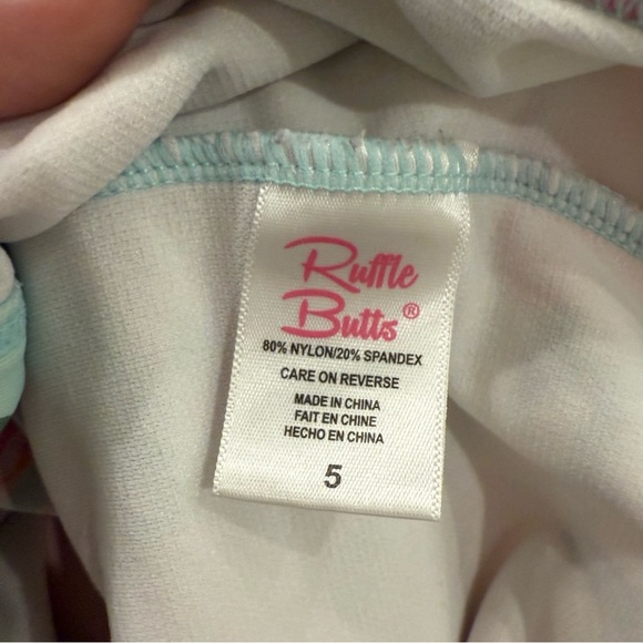 Ruffle Butts Tankini Little Girls Sz 5 Rosy Sweetheart Ruffle UPF 50 Swimsuit - Picture 4 of 6